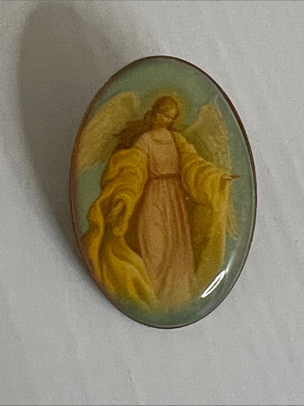 Vintage Guardian Angel Oval Pin